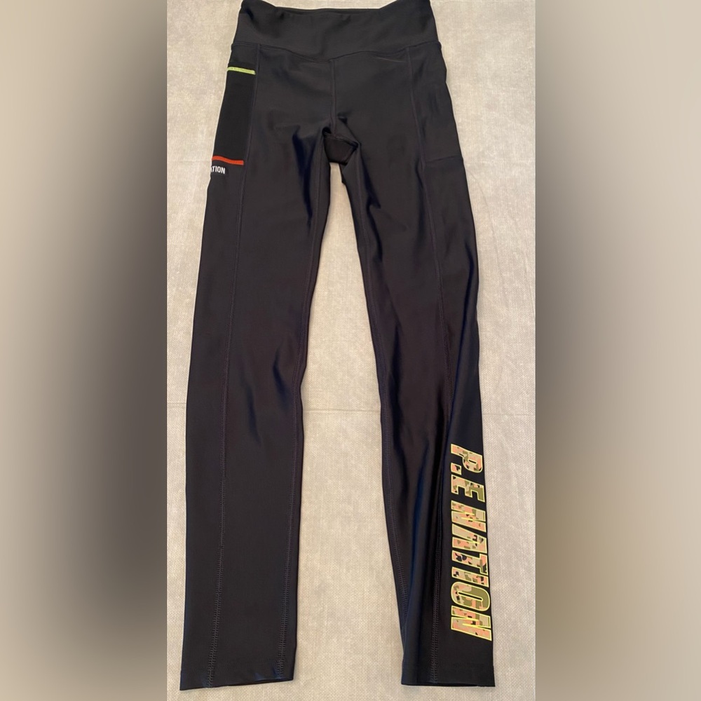 PE Nation Womens Leggings Black Camo Accent Active Athletic Size S/P